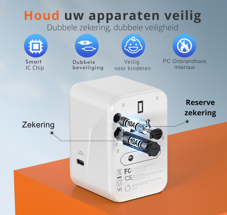 Yemtech® - Laptop lader & Wereldstekker 65W GaN3