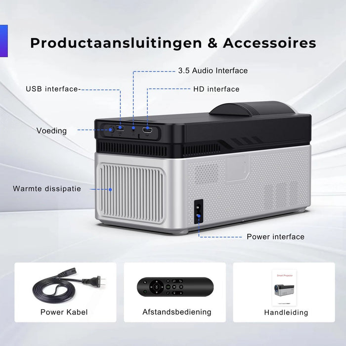 Yemtech® Projector 1080p Full HD – 900 ANSI – Ultra Short Throw – Android WiFi 6