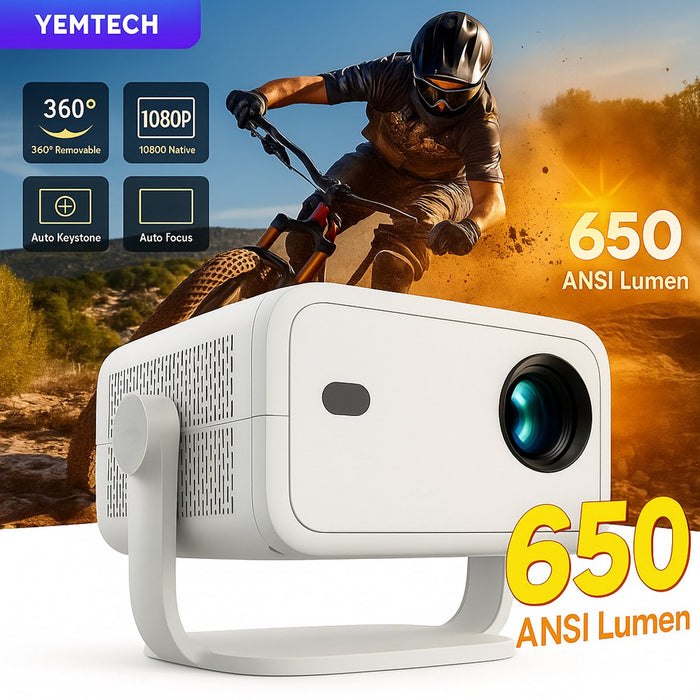 Yemtech® Mini Beamer 1080p Full HD – 650 ANSI – Android 11 – Draagbare Projector