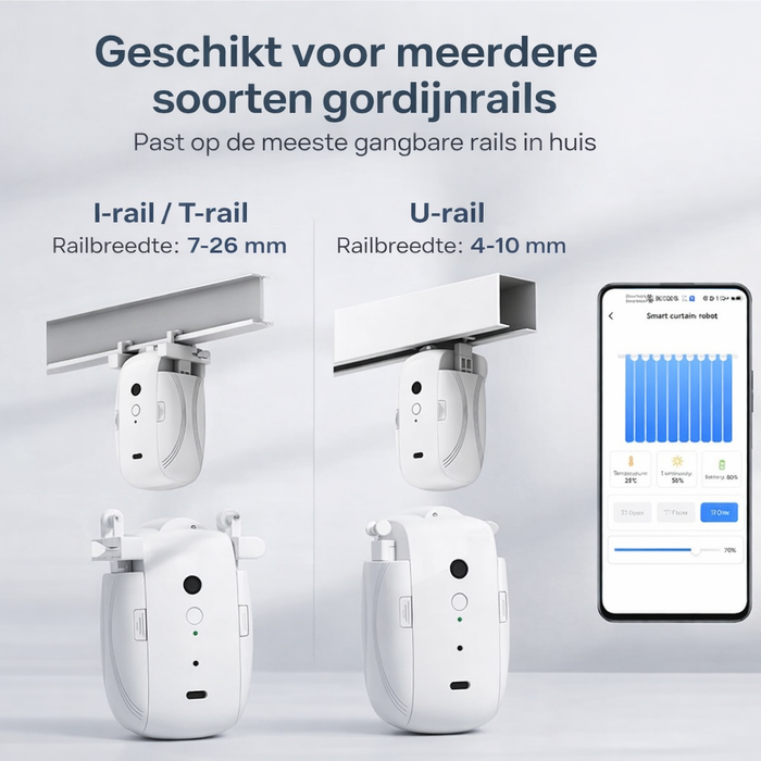 Yemtech Smart Gordijnmotor – WiFi Gordijn Opener – Werkt met Alexa & Google Home – Duo Pack
