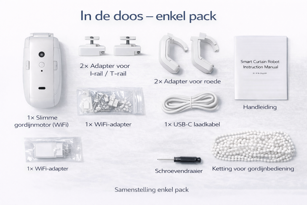 Yemtech® 3 in 1 - Gordijnmotor – Geschikt voor Rod / Roede, U-rail & I-rail – Wifi – App-bediening – Alexa & Google