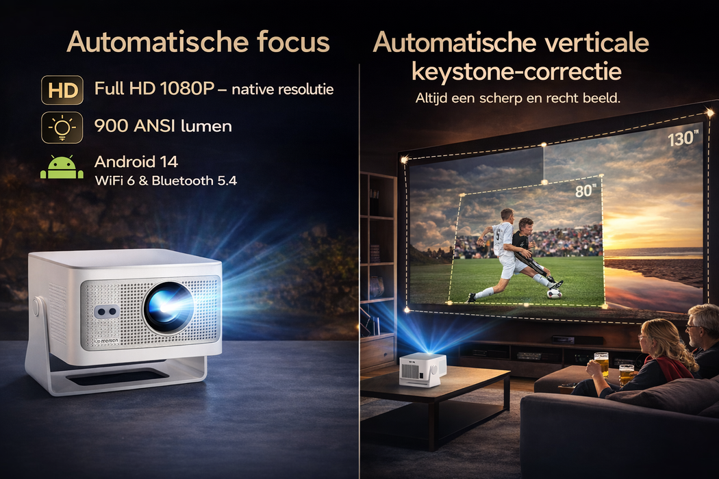 Yemtech Draagbare Android Beamer – 900 ANSI – Full HD – Ultra Korte Lens