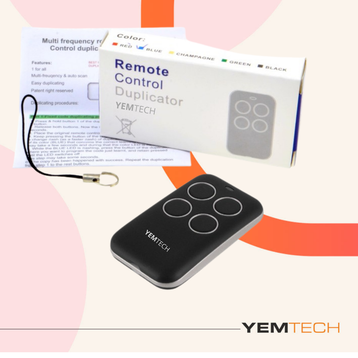 Yemtech Universele Handzender 280–868 MHz – Zelflerende Garagedeur Opener – 4 Apparaten – 100m Bereik