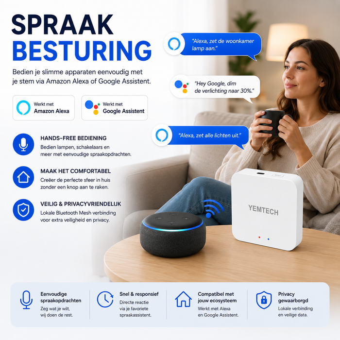 YEMTECH Smart Gateway | Bluetooth & WiFi Hub voor Slimme Apparaten | Smart Life, Alexa & Google Assistant