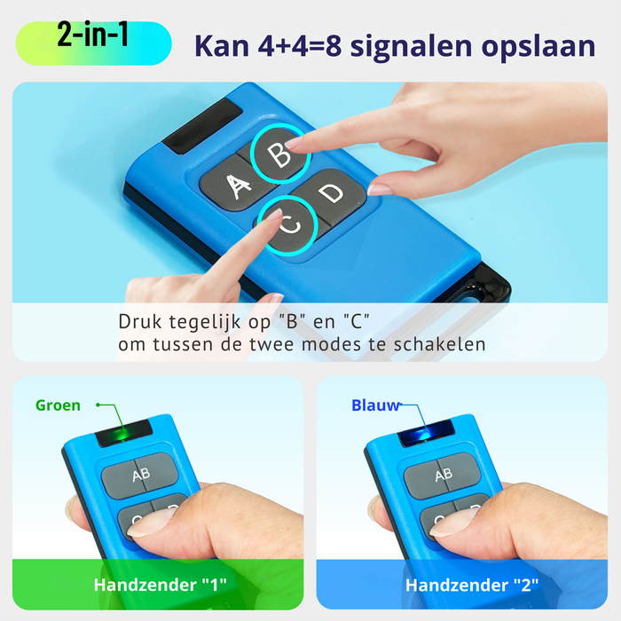 Yemtech® - 8 in 1 Universele Handzender 300 tot 900 MHz