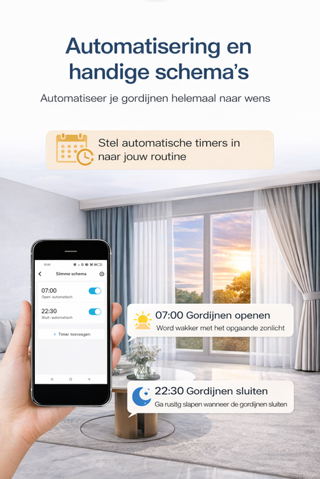 Yemtech® 3 in 1 - Gordijnmotor – Geschikt voor Rod / Roede, U-rail & I-rail – Wifi – App-bediening – Alexa & Google