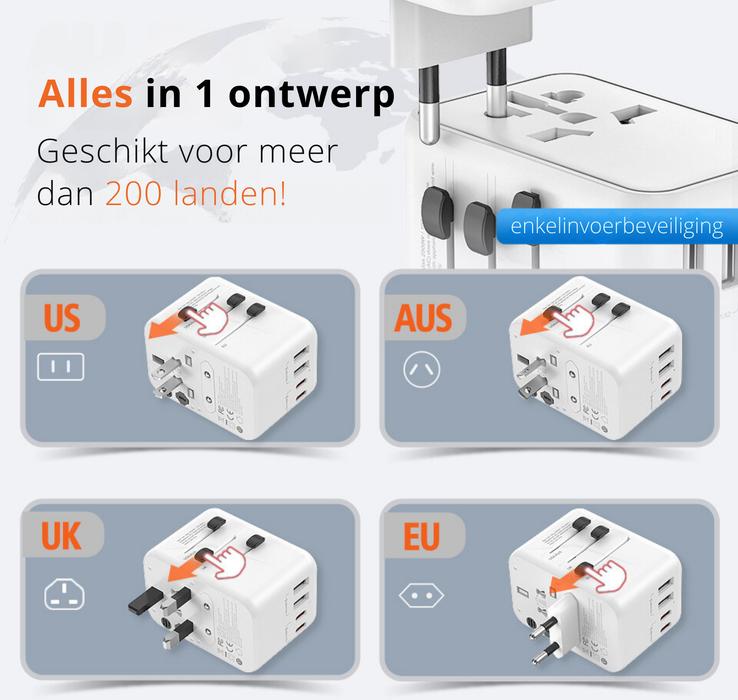 Yemtech® - Laptop lader & Wereldstekker 65W GaN3