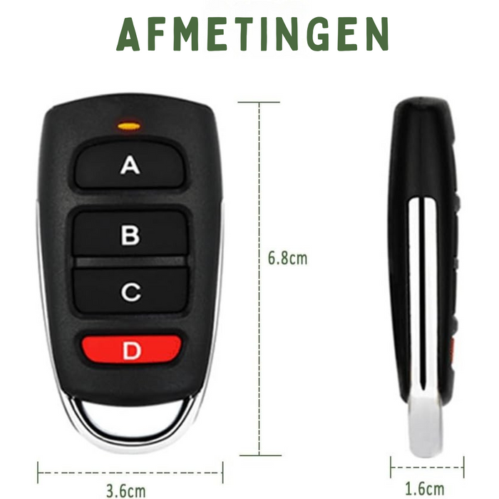 YEMTECH Universele Handzender 433 MHz – Afstandsbediening voor Garagedeuren en Poortopeners