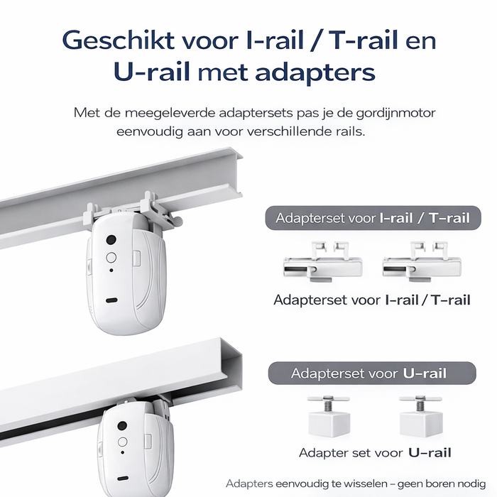 Yemtech® 3 in 1 - Gordijnmotor – Geschikt voor Rod / Roede, U-rail & I-rail – Wifi – App-bediening – Alexa & Google