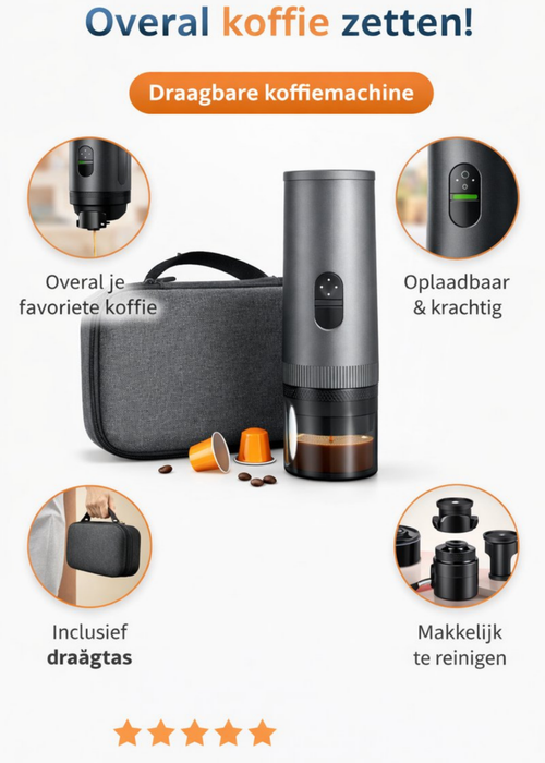 Yemtech Draagbare Espressomachine – Elektrische Draagbare Koffiemachine – Inclusief Draagkoffer