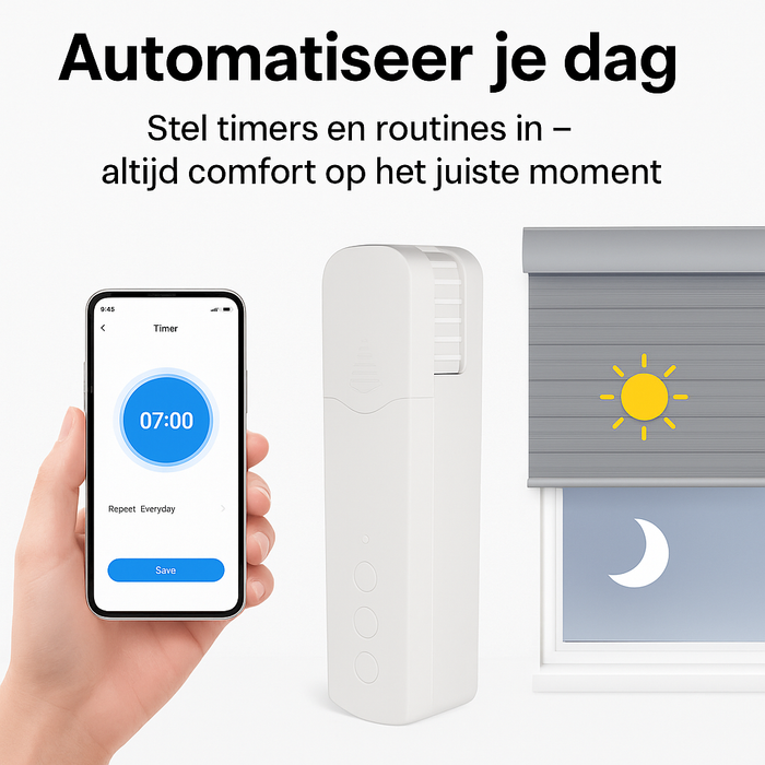 Yemtech® Rolgordijnmotor – Slimme elektrische gordijnmotor – Compatibel met Tuya, Alexa & Google Home